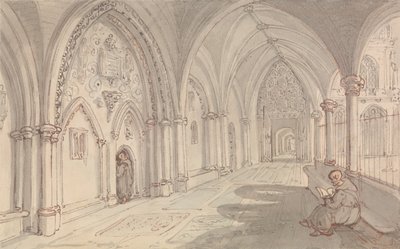 The Cloisters of a Monastery by Thomas Rowlandson